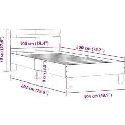 vidaXL Estructura cama con cabecero sin colchón 100x200cm Roble Sonoma Online