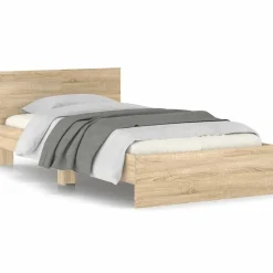 vidaXL Estructura cama con cabecero sin colchón 100x200cm Roble Sonoma