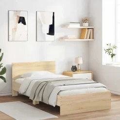 vidaXL Estructura cama con cabecero sin colchón 100x200cm Roble Sonoma