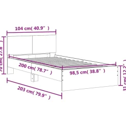 vidaXL Estructura cama con cabecero sin colchón 100x200cm Roble Sonoma