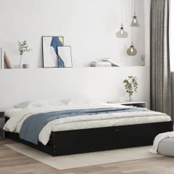 vidaXL Estructura cama con cajones madera ingeniería negra 200x200 cm Negro Best