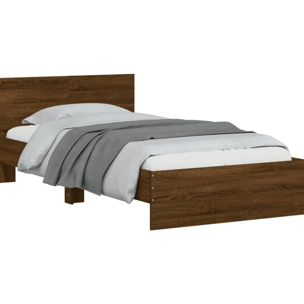 vidaXL Camas Y Accesorios-Estructura cama con cabecero sin colchón marrón roble 100x200cm