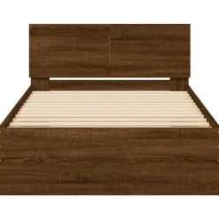 vidaXL Camas Y Accesorios-Estructura cama con cabecero sin colchón marrón roble 100x200cm
