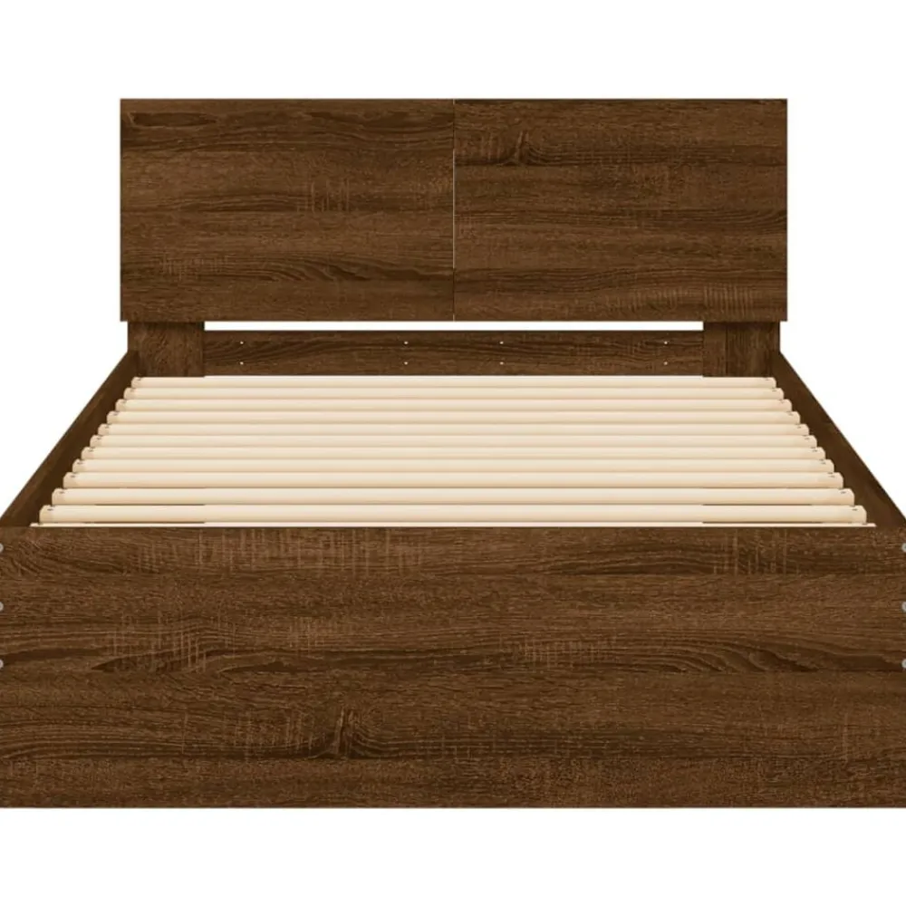 vidaXL Camas Y Accesorios-Estructura cama con cabecero sin colchón marrón roble 100x200cm