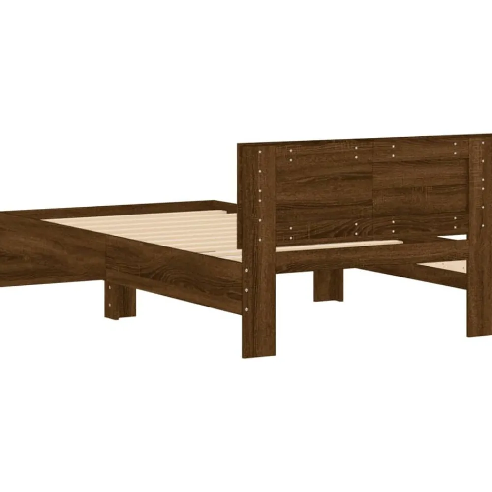 vidaXL Camas Y Accesorios-Estructura cama con cabecero sin colchón marrón roble 100x200cm