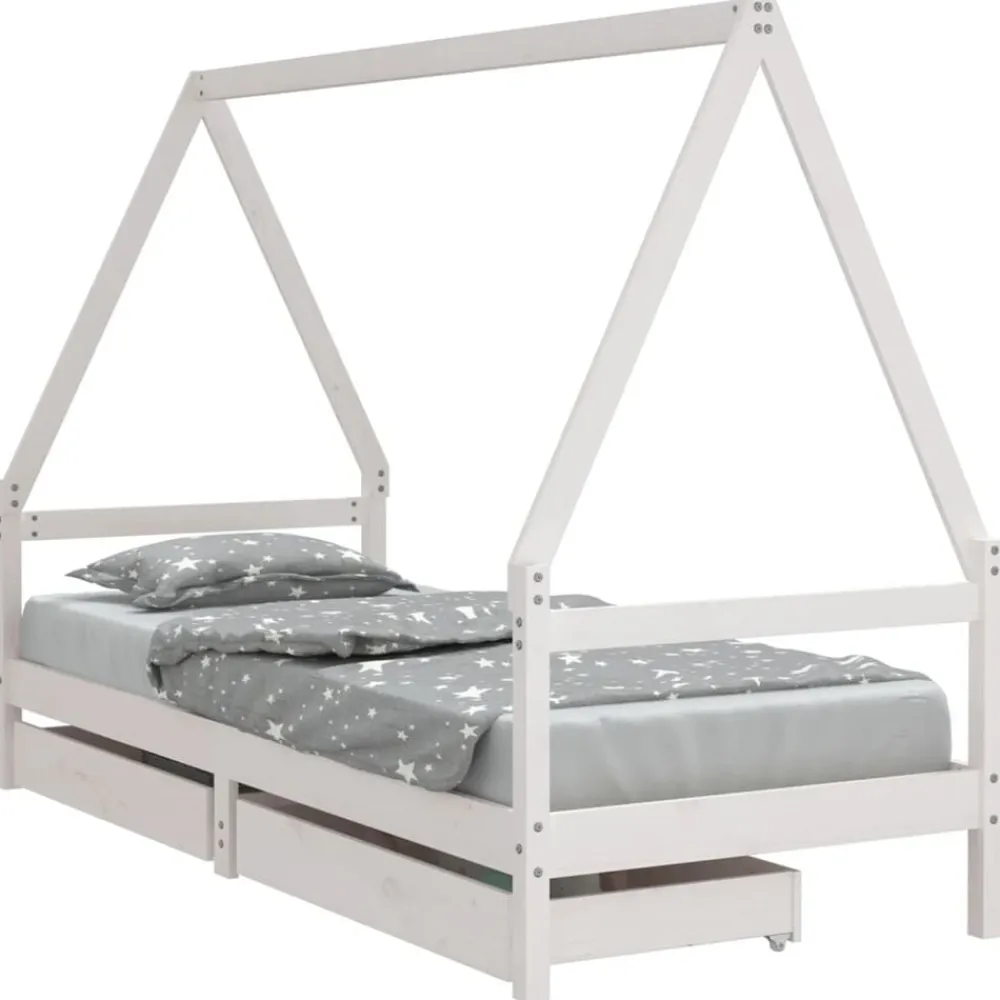 Niños vidaXL Mobiliario Para Bebés Y Niños Pequeños-Estructura cama niños con cajones madera pino 80x200 cm