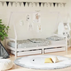 Niños vidaXL Mobiliario Para Bebés Y Niños Pequeños-Estructura cama niños con cajones madera pino 80x200 cm