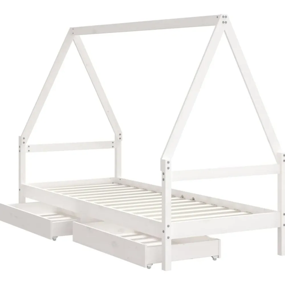 Niños vidaXL Mobiliario Para Bebés Y Niños Pequeños-Estructura cama niños con cajones madera pino 80x200 cm