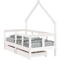 vidaXL Estructura cama niños con cajones madera pino 70x140 cm Blanco Outlet