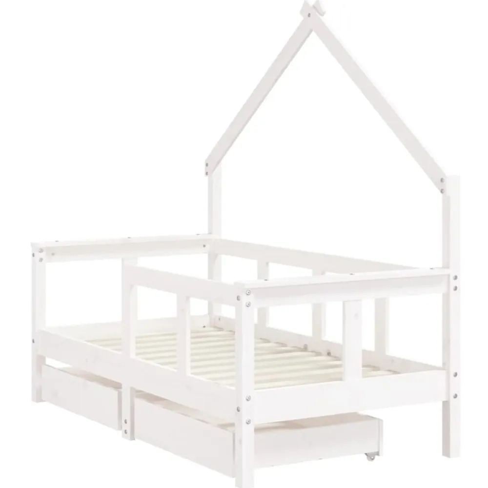 vidaXL Estructura cama niños con cajones madera pino 70x140 cm Blanco Outlet