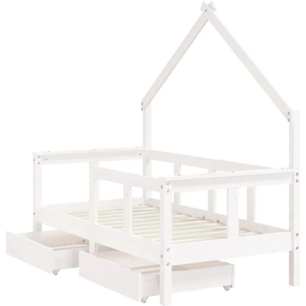 vidaXL Estructura cama niños con cajones madera pino 70x140 cm Blanco Outlet