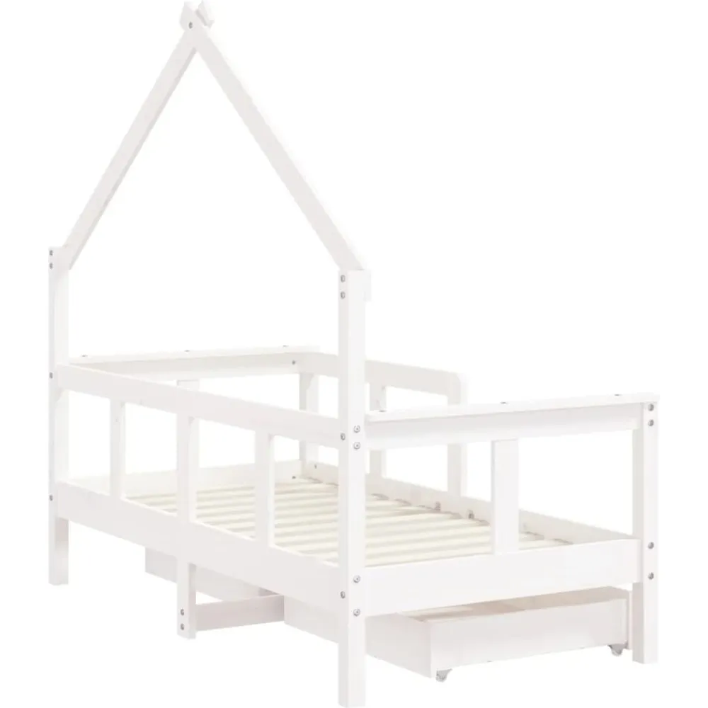 vidaXL Estructura cama niños con cajones madera pino 70x140 cm Blanco Outlet