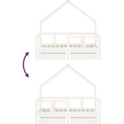 vidaXL Estructura cama niños con cajones madera pino 70x140 cm Blanco Outlet