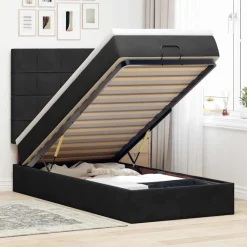 vidaXL Camas Y Accesorios-Estructura cama otomana colchones terciopelo negra 80x200cm