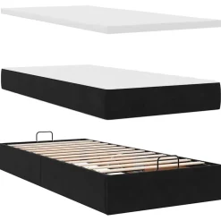 vidaXL Camas Y Accesorios-Estructura cama otomana colchones terciopelo negra 80x200cm