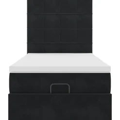 vidaXL Camas Y Accesorios-Estructura cama otomana colchones terciopelo negra 80x200cm