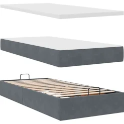 vidaXL Estructura cama otomana colchones terciopelo Gris oscuro Best