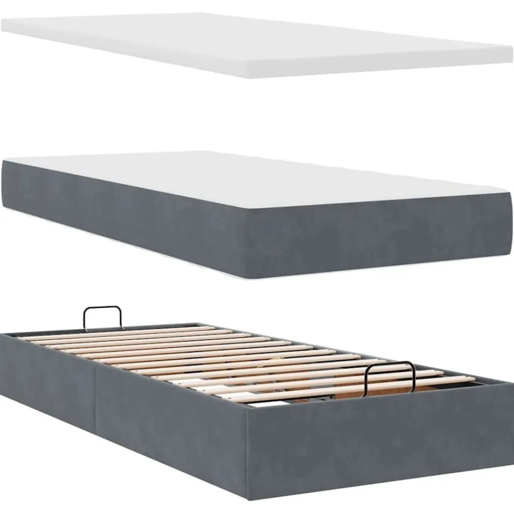 vidaXL Estructura cama otomana colchones terciopelo Gris oscuro Best