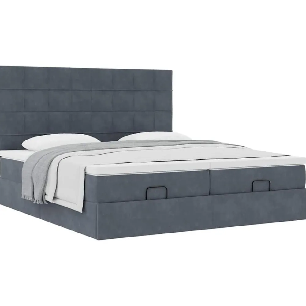 vidaXL Estructura cama otomana colchones terciopelo Gris oscuro Best