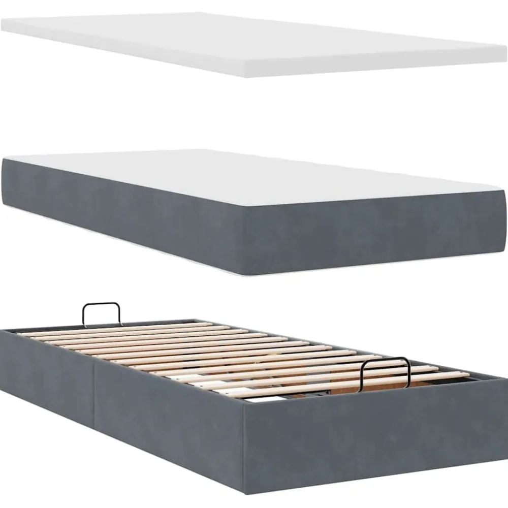 vidaXL Estructura cama otomana colchones terciopelo Gris oscuro Best