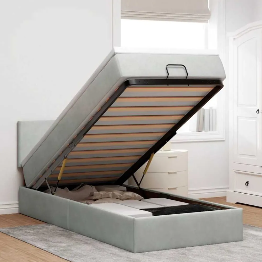 vidaXL Camas Y Accesorios-Estructura cama otomana colchón terciopelo 80x200cm
