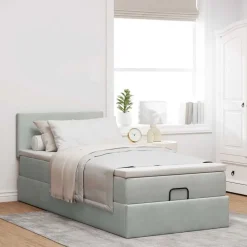 vidaXL Camas Y Accesorios-Estructura cama otomana colchón terciopelo 80x200cm