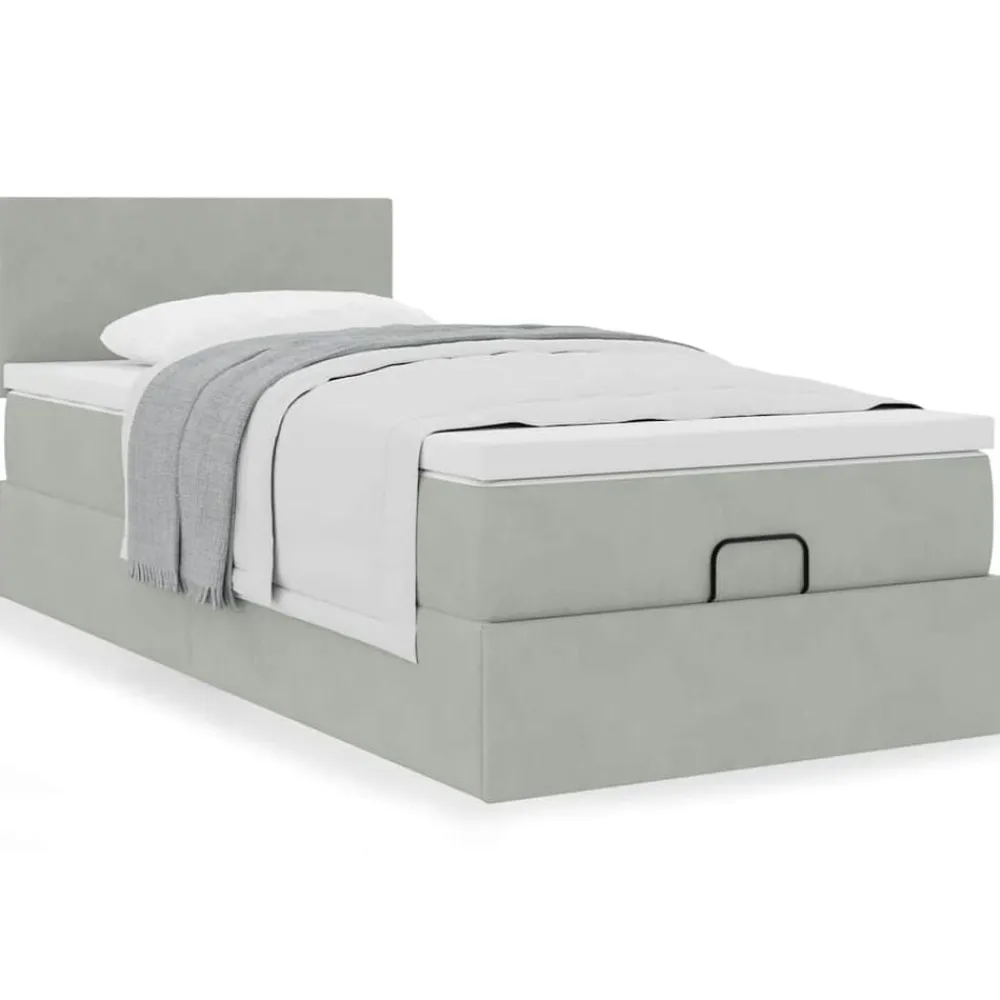 vidaXL Camas Y Accesorios-Estructura cama otomana colchón terciopelo 80x200cm