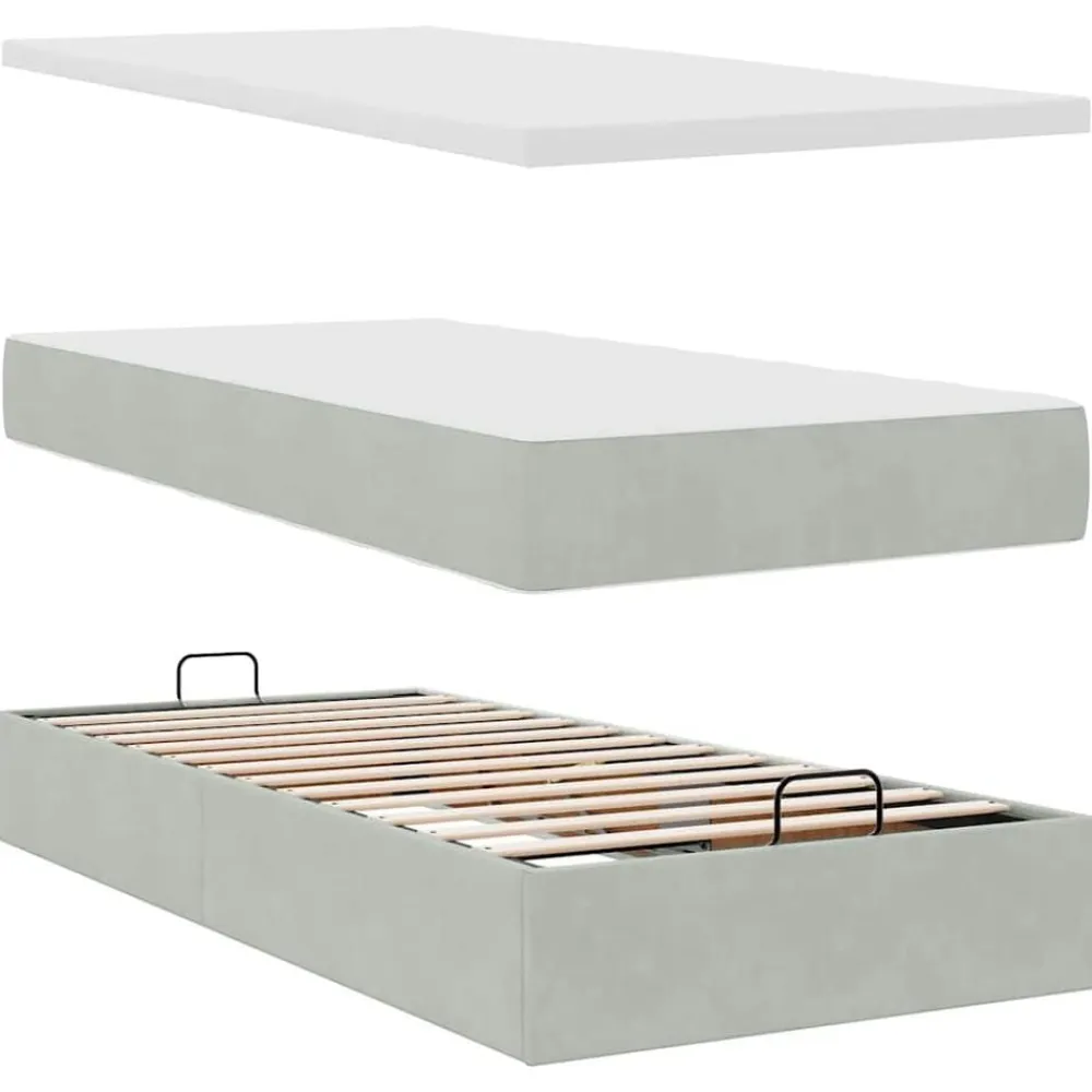 vidaXL Camas Y Accesorios-Estructura cama otomana colchón terciopelo 80x200cm