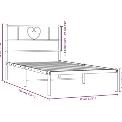 vidaXL Camas Y Accesorios-Estructura cama sin colchón con cabecero metal 75x190 cm