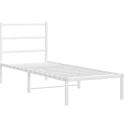 vidaXL Estructura cama sin colchón con cabecero metal 75x190 cm Blanco Online