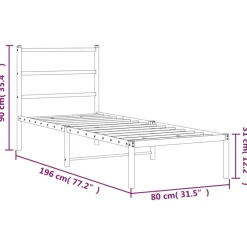 vidaXL Estructura cama sin colchón con cabecero metal 75x190 cm Blanco Online