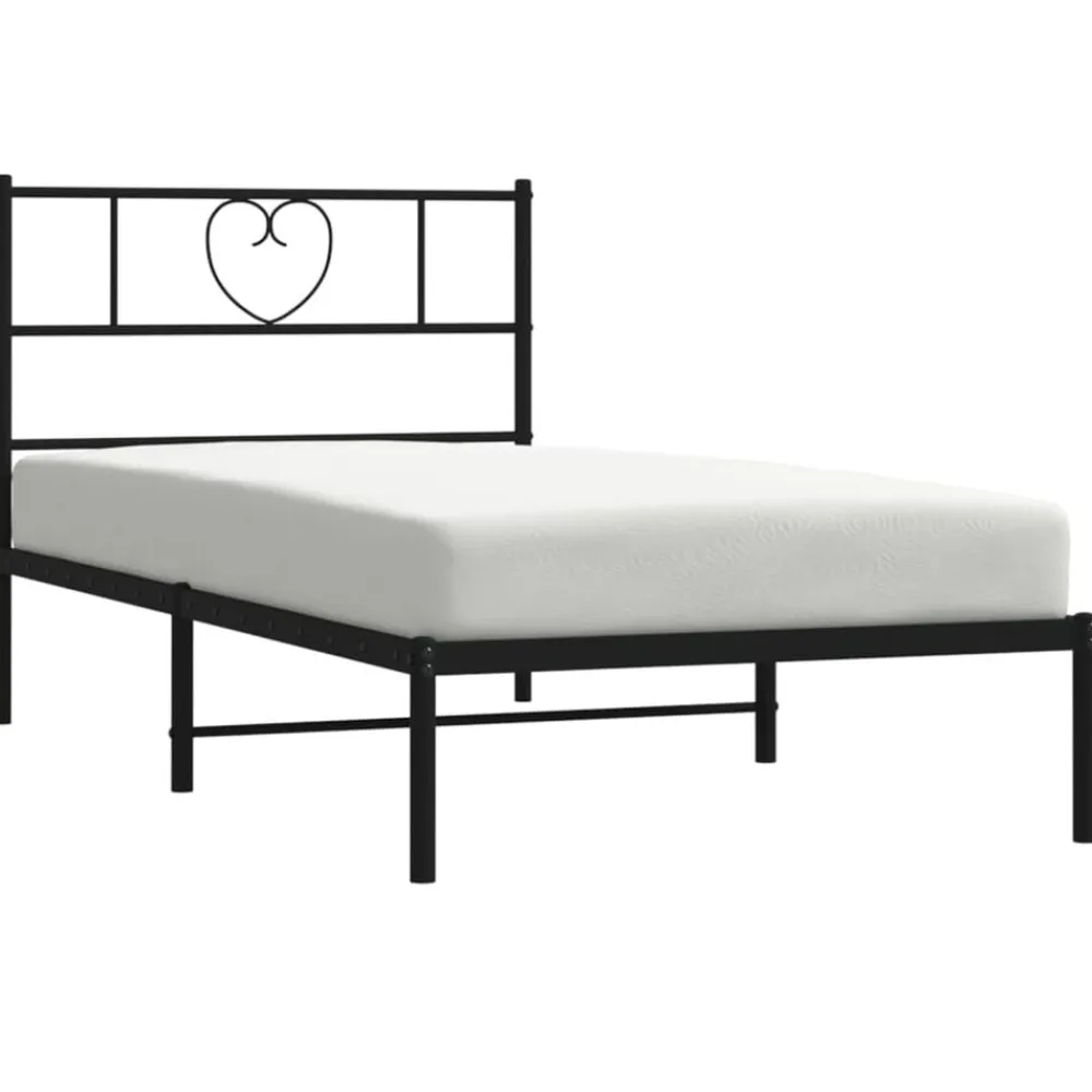 vidaXL Estructura cama sin colchón con cabecero metal 75x190 cm Negro Clearance