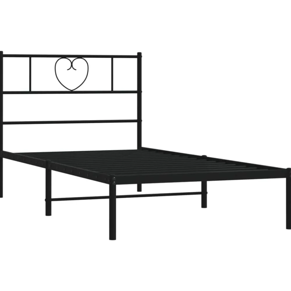vidaXL Estructura cama sin colchón con cabecero metal 75x190 cm Negro Clearance