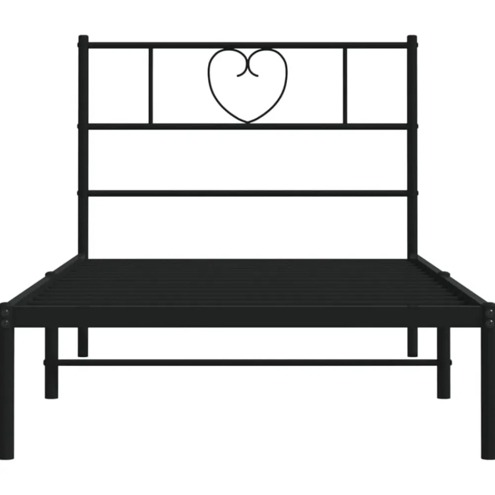 vidaXL Estructura cama sin colchón con cabecero metal 75x190 cm Negro Clearance
