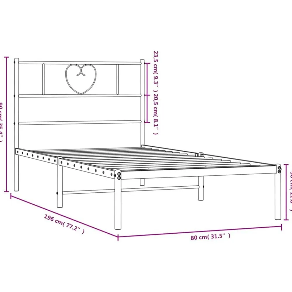 vidaXL Estructura cama sin colchón con cabecero metal 75x190 cm Negro Clearance