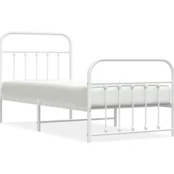 vidaXL Camas Y Accesorios-Estructura cama sin colchón con estribo metal 90x190 cm