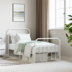 vidaXL Camas Y Accesorios-Estructura cama sin colchón con estribo metal 90x190 cm