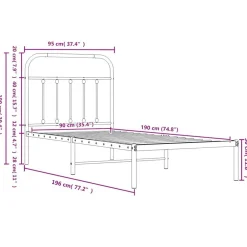 vidaXL Camas Y Accesorios-Estructura cama sin colchón con estribo metal 90x190 cm