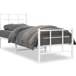 vidaXL Estructura cama sin colchón con estribo metal 75x190 cm Blanco Sale