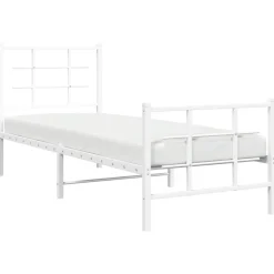 vidaXL Estructura cama sin colchón con estribo metal 75x190 cm Blanco Sale