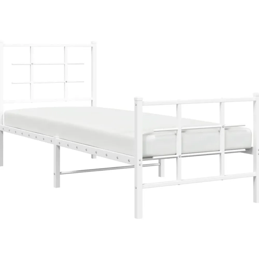 vidaXL Estructura cama sin colchón con estribo metal 75x190 cm Blanco Sale