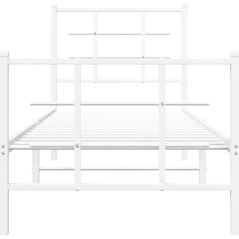 vidaXL Estructura cama sin colchón con estribo metal 75x190 cm Blanco Sale