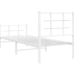 vidaXL Estructura cama sin colchón con estribo metal 75x190 cm Blanco Sale