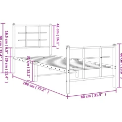 vidaXL Estructura cama sin colchón con estribo metal 75x190 cm Blanco Sale