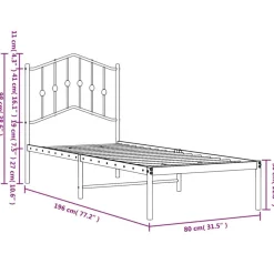 vidaXL Camas Y Accesorios-Estructura cama sin colchón con cabecero metal 75x190 cm
