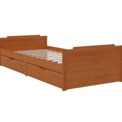 vidaXL Camas Y Accesorios-Estructura cama sin colchón madera pino marrón miel 90x200 cm