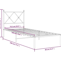 vidaXL Camas Y Accesorios-Estructura cama sin colchón con cabecero metal 75x190 cm