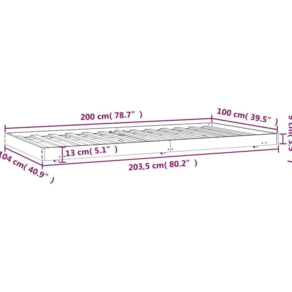 vidaXL Estructura cama sin colchón madera maciza pino blanca 100x200cm Blanco Online