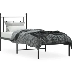 vidaXL Estructura cama sin colchón con cabecero metal 75x190 cm Negro New