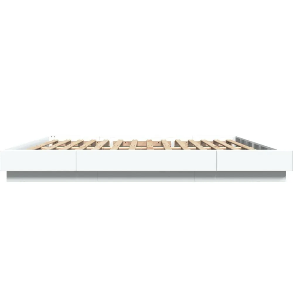 vidaXL Camas Y Accesorios-Estructura cama y luces LED madera ingeniería blanca 200x200 cm